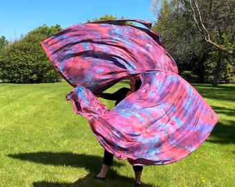 Silk Worship Dance Flags “Head Above All” set of two flags on flexible rods with handles, size large