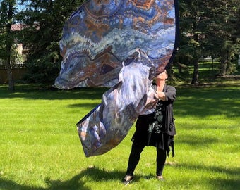 Set of two silk worship flags with built-in handles "Filled with the Fullness"