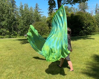 Worship Dance Silks, "Words of Life" Flags, 8 Momme Mulberry Silk, Set of 2