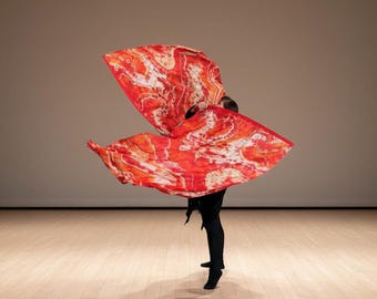 Petite Silk Worship Dance Flags “More Than Conquerors II” set of two on flexible rods with built-in handles