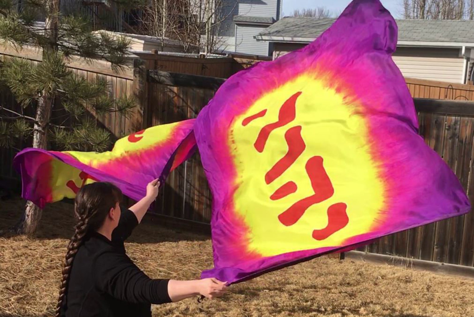 Handdyed and painted silk worship flags YHVH in Etsy