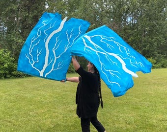 Petite "Power From on High©" silk worship flags, alternative colorway, flexible rods, built-in handles