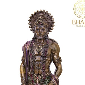 Standing Hanuman Statue, Large Hanuman Idol, Big Bajrangbali Murti, Hindu Monkey God Anjaneya Morti of Devotion, Strength, Celibacy & Bhakti