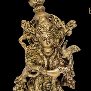 Brass Radha Statue, 15.5&quot; Inch Big Radha Idol in Brass, Indian Lady Sculpture, Hindu Goddess Shyama Kishori Radhe Murti For Love & Devotion.