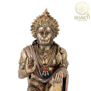 Hanuman Statue, 7.5&quot; Inch Big Ram Bhakt Hanuman Idol, Hindu Monkey God Bajrangbali Murti For Devotion, Strength, Celibacy, Bhakti & Victory.
