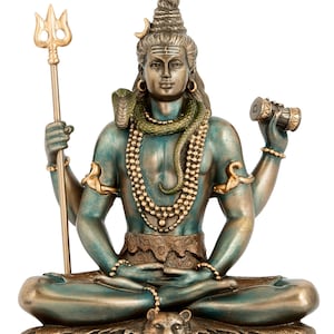 Estátua de Shiva, ídolo de Shiva grande de 15 cm, Shiv Murty meditando, Siva, Adiyogi, deus hindu para ioga, dança, artes, meditação, tempo e destruição