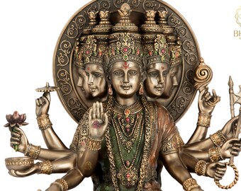 Estatua de Gayatri, figura de la diosa Gayatari de 10 pulgadas, ídolo Tridevi Bhuvanesvari, Savitri Maa Murti, Vedamata, Pranagni, Madre de los Vedas.