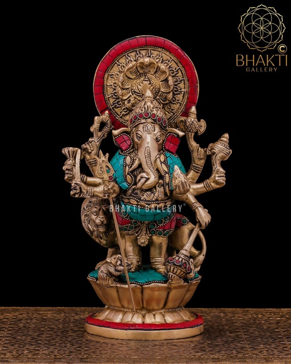 Statue De Ganesh En Laiton - Idole Divine Pour Décorer Votre Entrée Ou Autel