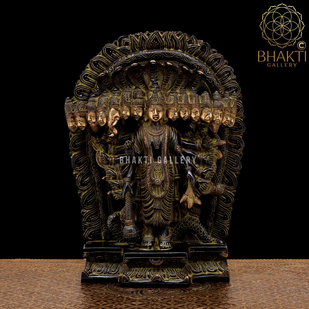 Vishnu Maha Dashavatar Statue in Brass, 11.5 Inch Big Brass Vishnu ...