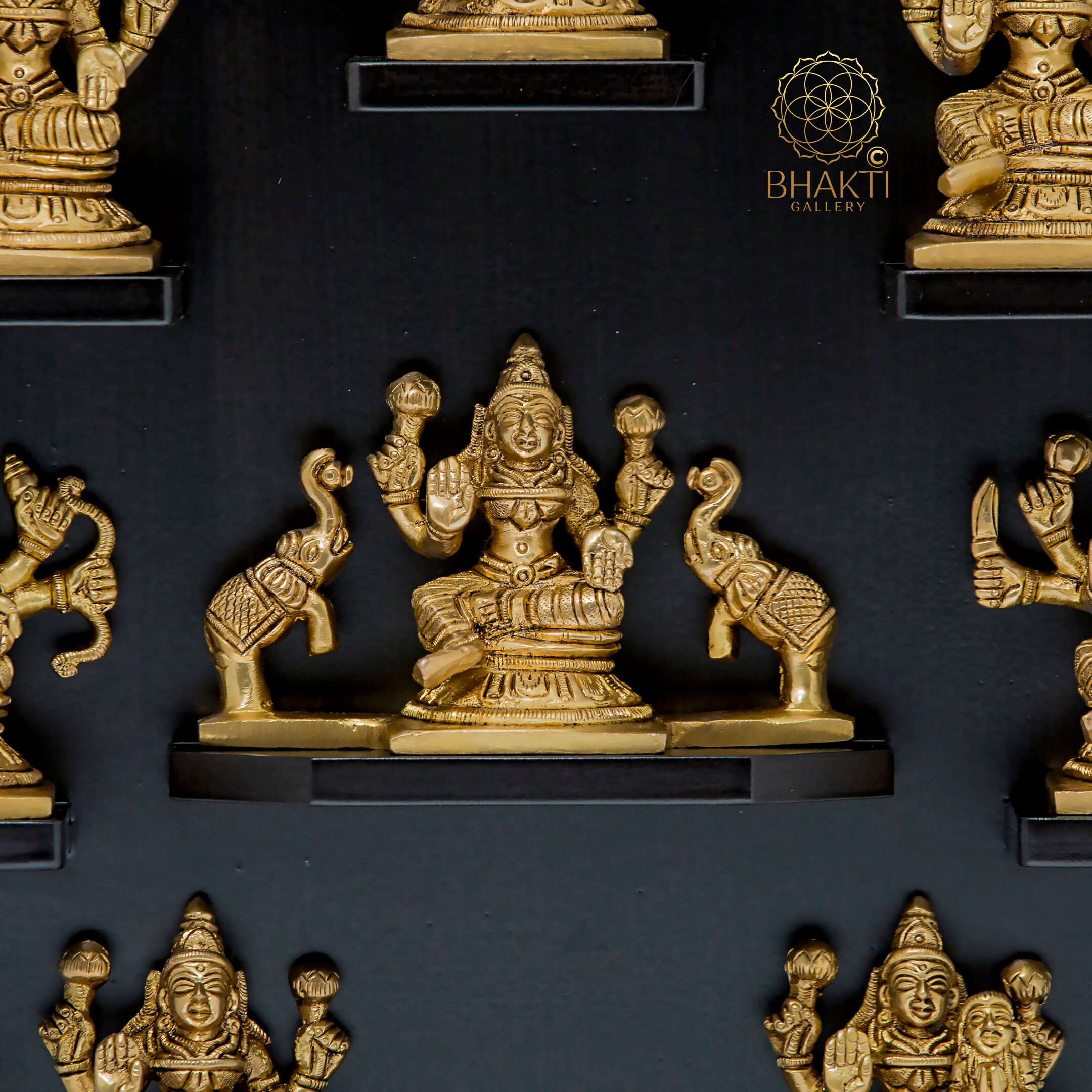 Brass Ashtalakshmi Statue With MDF Wood Stand, 12