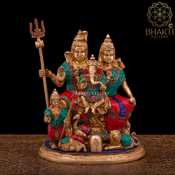 Buy Handcrafted Brass Lord Shiva Parivaar Idol | Golden