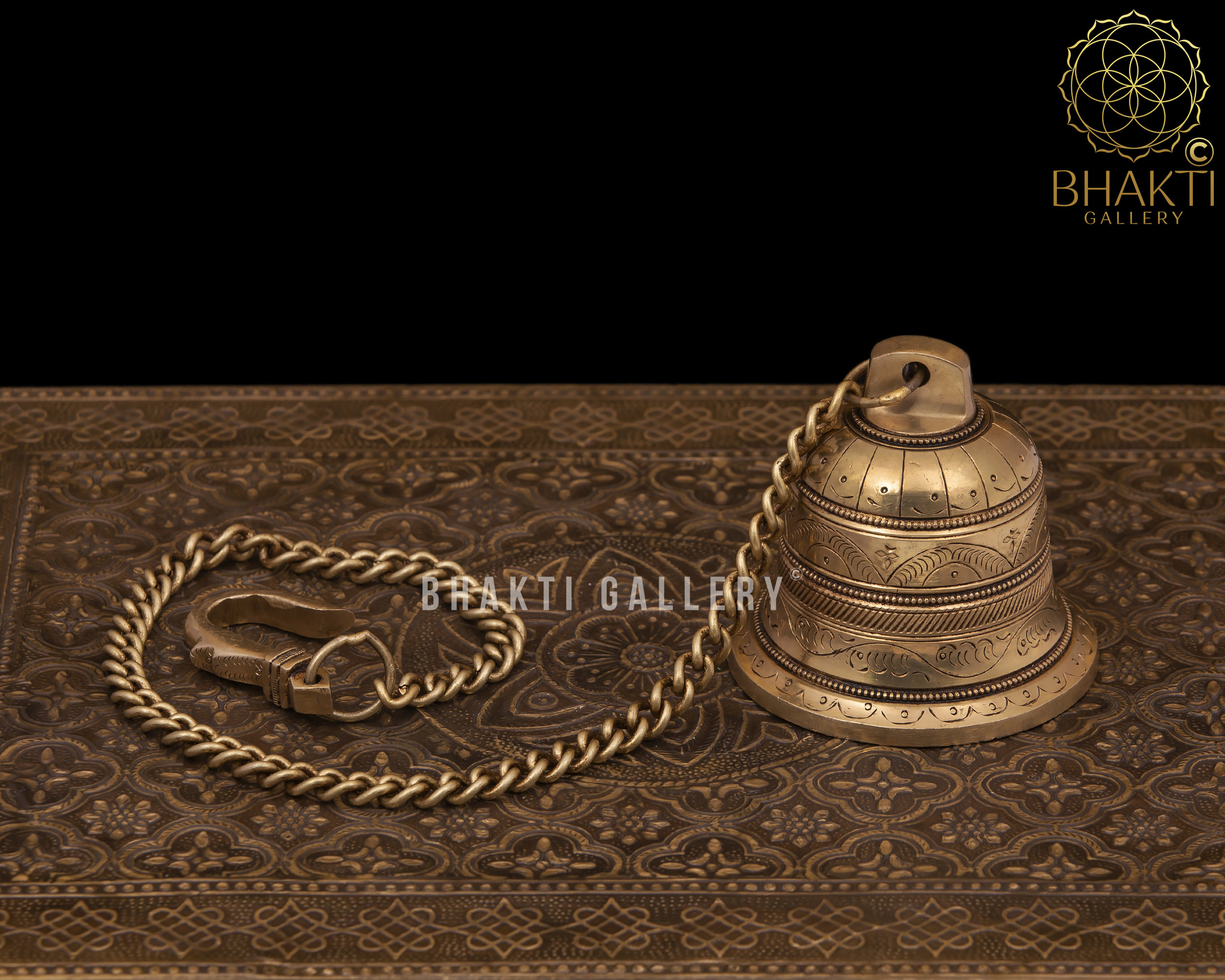 Brass Hanging Bell With Chain Indian Temple Bell Decorative Small Bell for  Temple, Mandir, Altar, Shrine Engraved Meenakari Worked Bells 