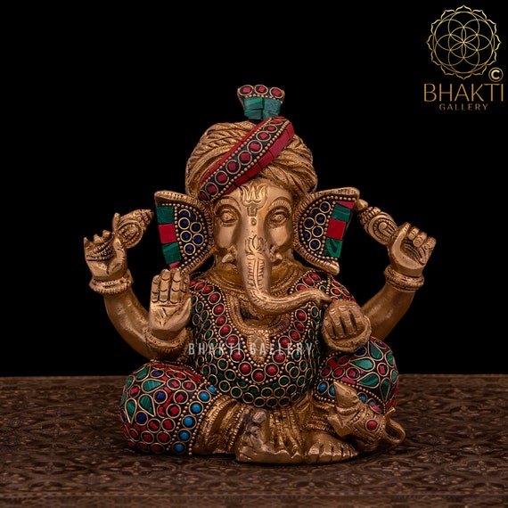 Brass Dancing Ganesha Set 6 Inch Lord Ganesha Statue 