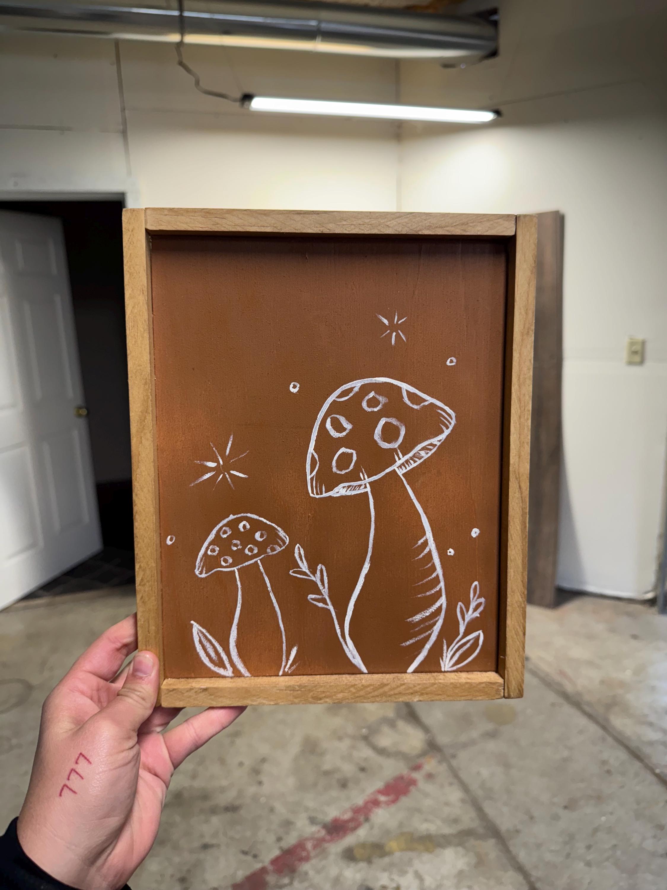 Mini Mushroom Painting, Mushroom Wall Art, Rust Colored Mushroom ...