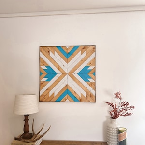 Wood wall art, wood mosaic wall art, geometric wood wall art, modern rustic wood wall art