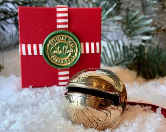 Antique Santa's Polar Express Sleigh Bell Ornament; Authentic Vintage Brass Sleigh Bell
