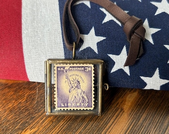 Vintage Liberty Stamp-ornament – Messing medaillon, aandenken aan de Amerikaanse geschiedenis