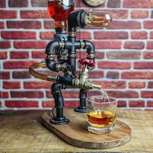 Steampunk Alcohol Dispenser, Liquor Alcohol Whisky Dispenser, Home Bar, Man Cave, Gift for Him, Firefighter Gift for Him, Christmas Gift