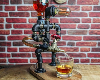 Steampunk Alcohol Dispenser, Liquor Alcohol Whisky Dispenser, Home Bar, Man Cave, Gift for Him, Firefighter Gift for Him, Christmas Gift