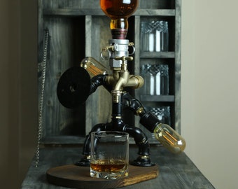 Liquor alcohol Whisky Wine dispenser , Warrior Dispenser pipe Robot Lamp Pipe , Christmas Gift ,Steampunk , LightSaber , Star Wars