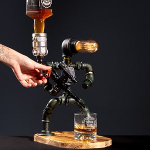 Handmade Steampunk Infantryman Liquor Dispenser: Unique Man Cave Gift
