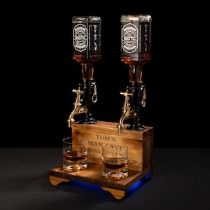 Personalized Alcohol Dispenser with RGB, Liquor Dispenser, Whiskey Dispenser for Home Bar, Rustic Gift, Liquor Bottle Pourers, Gift for Him