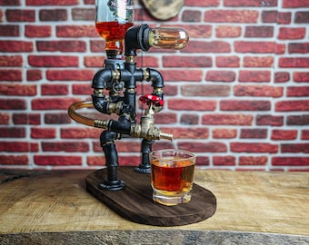 Regalo de Navidad, Dispensador de alcohol Steampunk, Dispensador de licor, Whisky, Cueva del hombre, Regalo para él, Regalo de bombero para él, Pipa