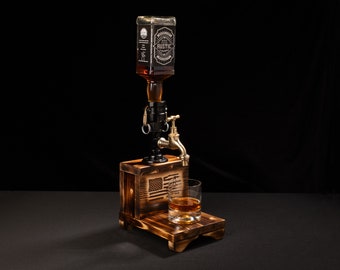 Personalized Whiskey Dispenser: Wood Crafted Liquor Dispenser, Man Cave Bar Decor