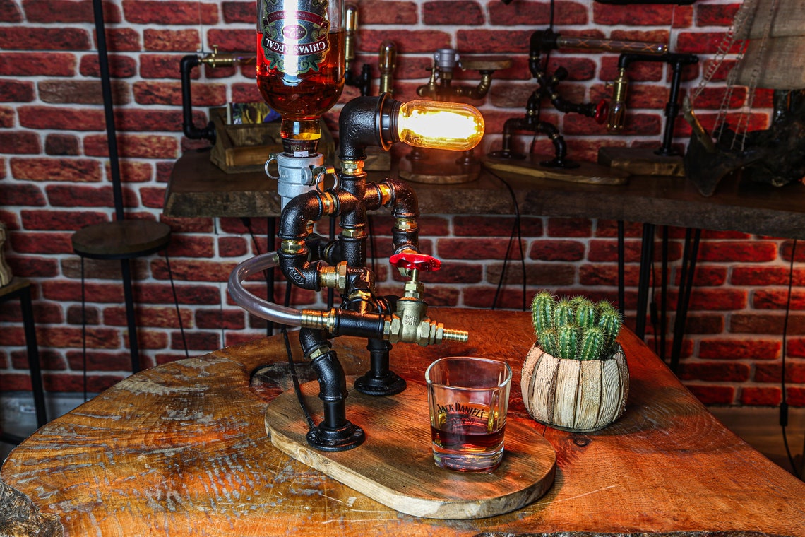 Father's Day Gift, Steampunk Alcohol Dispenser, Liquor Alcohol Whisky Dispenser, Gift for Him, Firefighter Gift for Him, Christmas Gift image 2