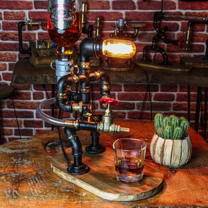 Steampunk Alcohol Dispenser, Liquor Alcohol Whisky Dispenser, Home Bar, Man Cave, Gift for Him, Firefighter Gift for Him, Christmas Gift zdjęcie 5