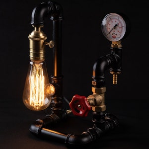 Industrial Desk Accessory: Unique Steampunk Lamp Gift for Men, Table lamp, Desk lamp, Edison Steampunk lamp, Rustic home decor, Gift for men