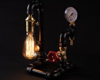 Handcrafted Steampunk Table Lamp: Industrial Edison Desk Lamp, Rustic Decor