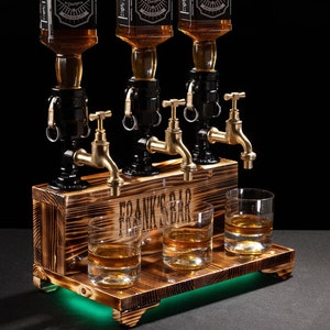 Personalized Whiskey Dispenser with RGB: Wood Bar Decor