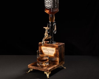 Personalized Whiskey Dispenser: Rustic Liquor Pourer, Home Bar Gift