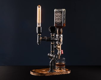 Steampunk Whiskey Dispenser: Industrial Alcohol Gift, Personalized Option