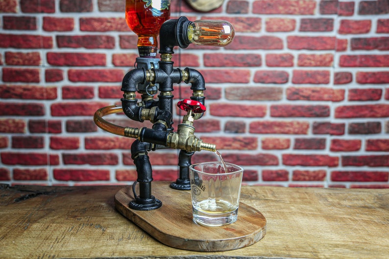 Steampunk Alcohol Dispenser, Liquor Alcohol Whisky Dispenser, Home Bar, Man Cave, Gift for Him, Firefighter Gift for Him, Christmas Gift zdjęcie 3