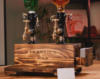 Personalized  Whiskey Dispenser with Secret compartment, Handmade Bar Decor