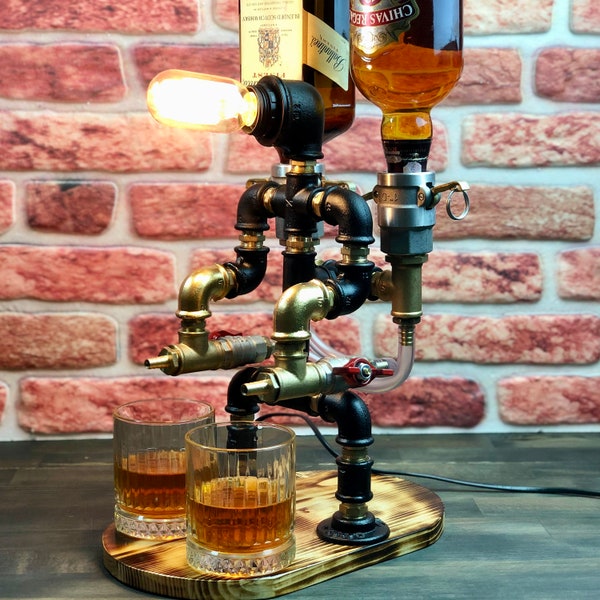 Steampunk Alkohol Spender, Schnaps Whisky Whisky Spender, Hausbar, Männerhöhle, Geschenk für ihn, Alkohol Geschenke, Pfeife Schnaps Spender