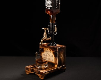 Personalized Whiskey Dispenser: Rustic Liquor Pourer, Home Bar Gift