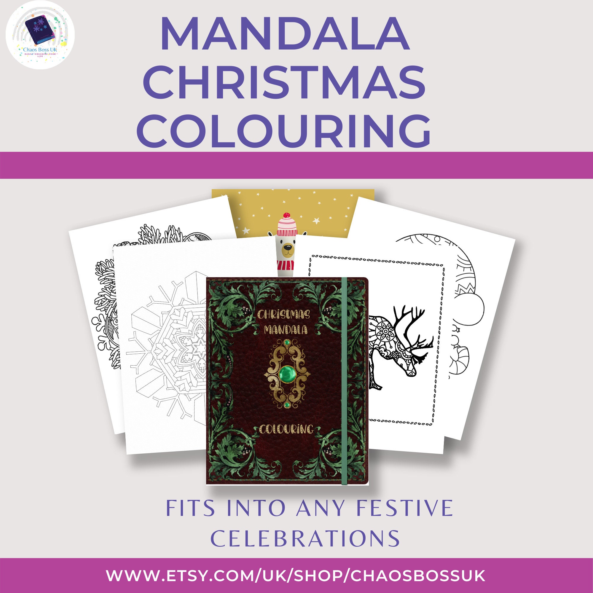 Christmas Mandala Colouring PDF Colouring Printables Adult | Etsy