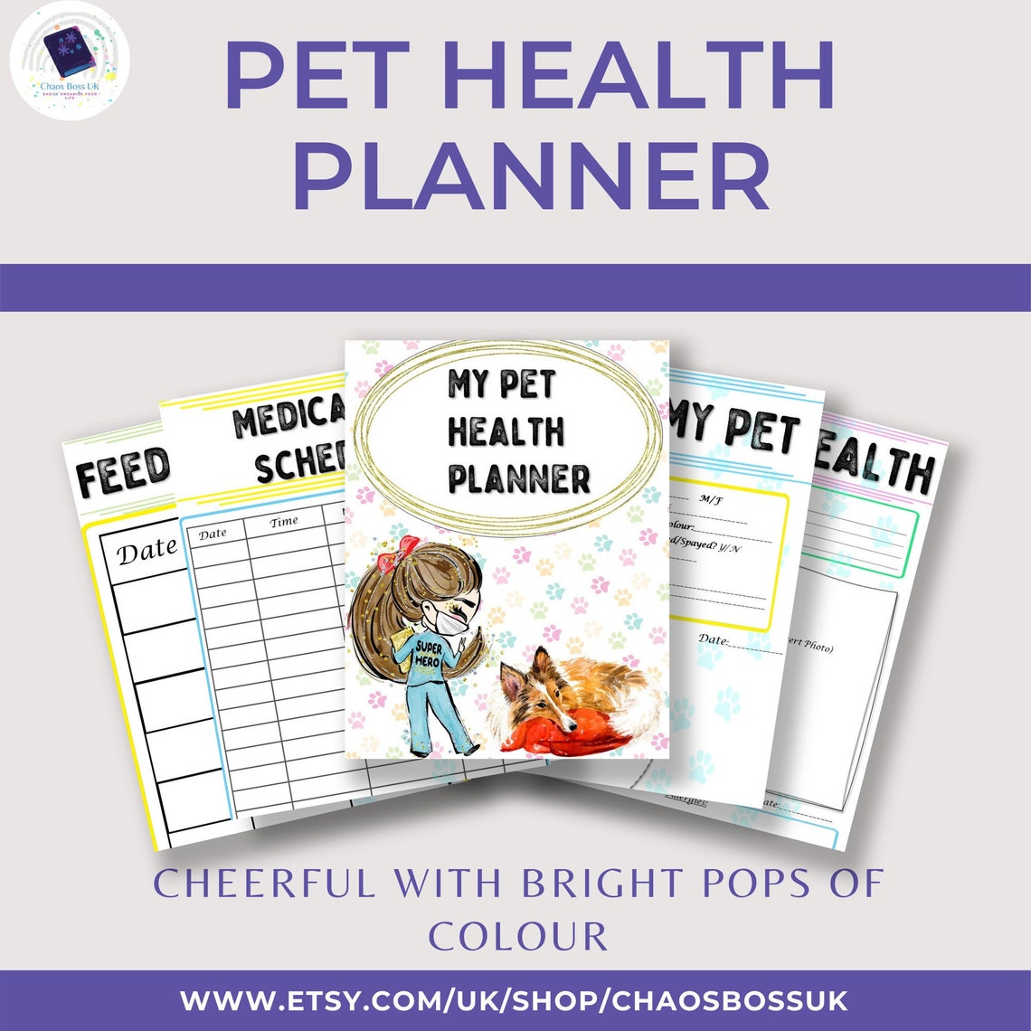 Pet Health Mini Organiser Pet Medical Records Pet Binder Etsy