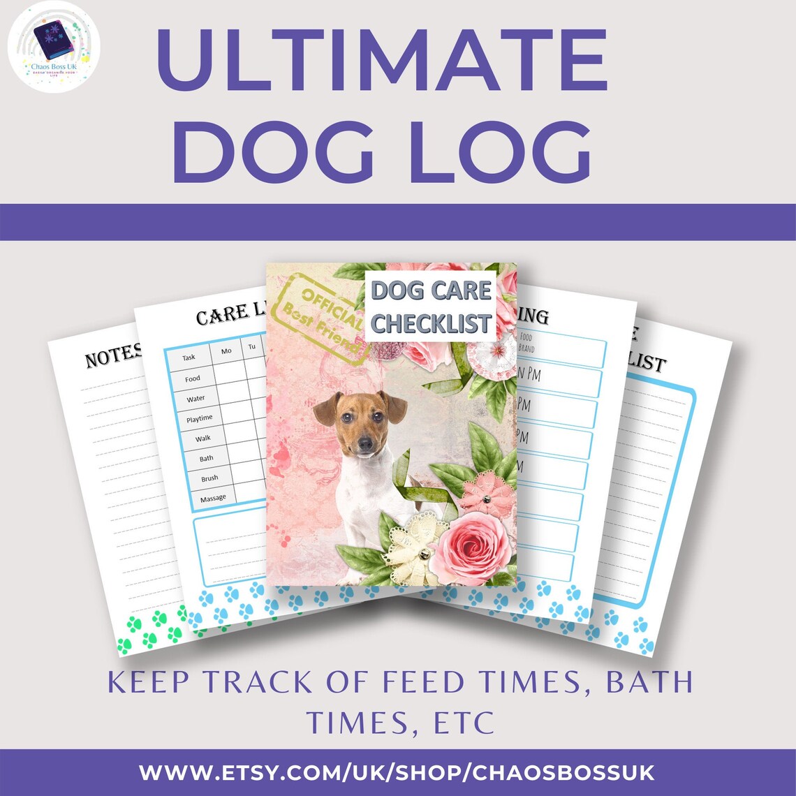 Dog Organiser Bundle Printable Pet Profile Dog Binder | Etsy