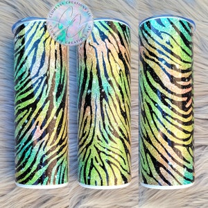 Zebra Tumbler | Custom Zebra Gift | Loves Zebras | Zebra Print | Colorful Zebra Stripes | Zebra Sparkle | Rare Disease Tumbler |