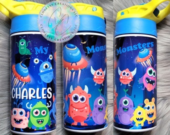 Personalized Monster Water Bottle | Loves Monsters | Monster Gift | Monster Tumbler | Custom Monster Cup | Furry Monsters | Scary Monsters
