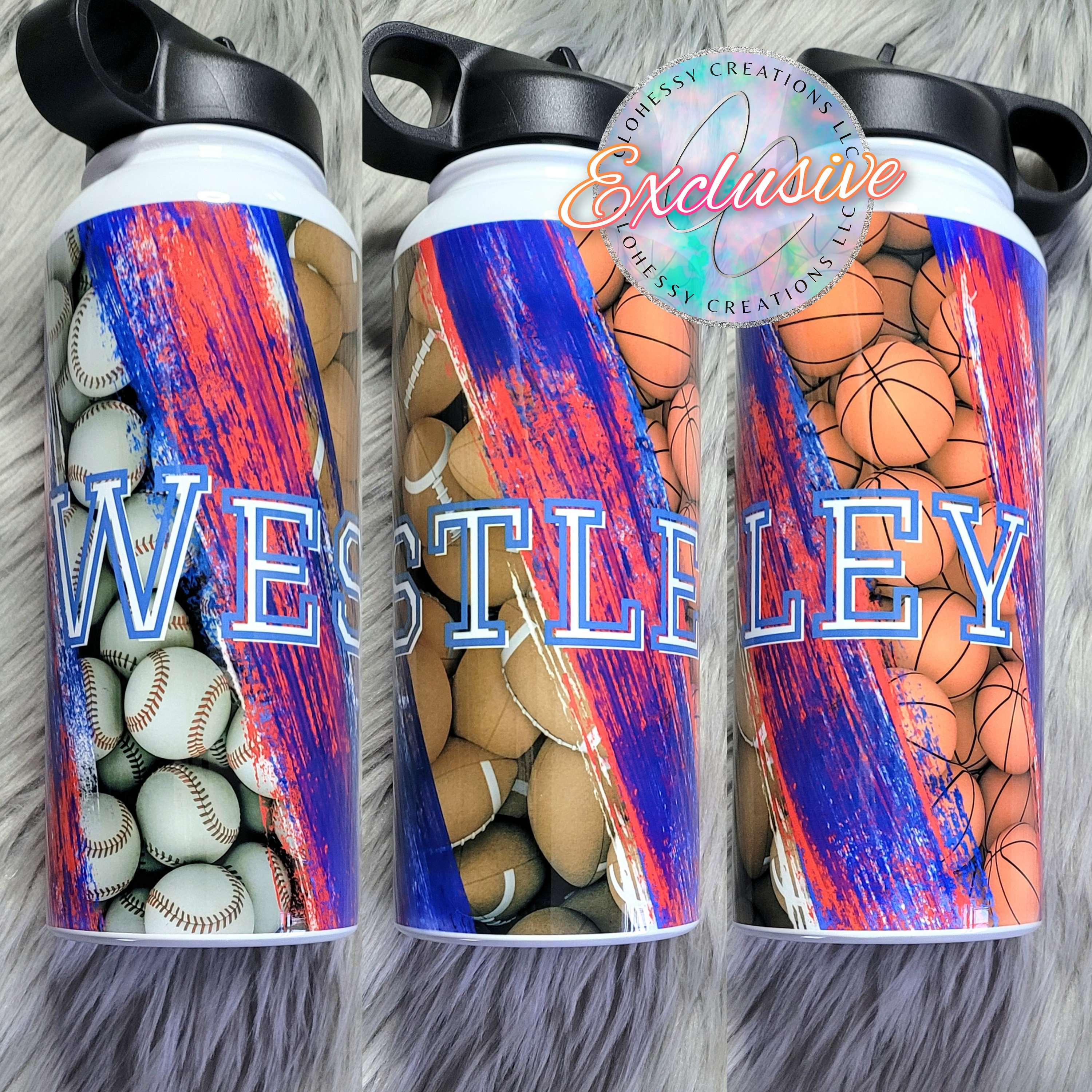 Baseball Watter Bottle, Personalized Sports Bottle with Straw, Water B –  Stamp Out