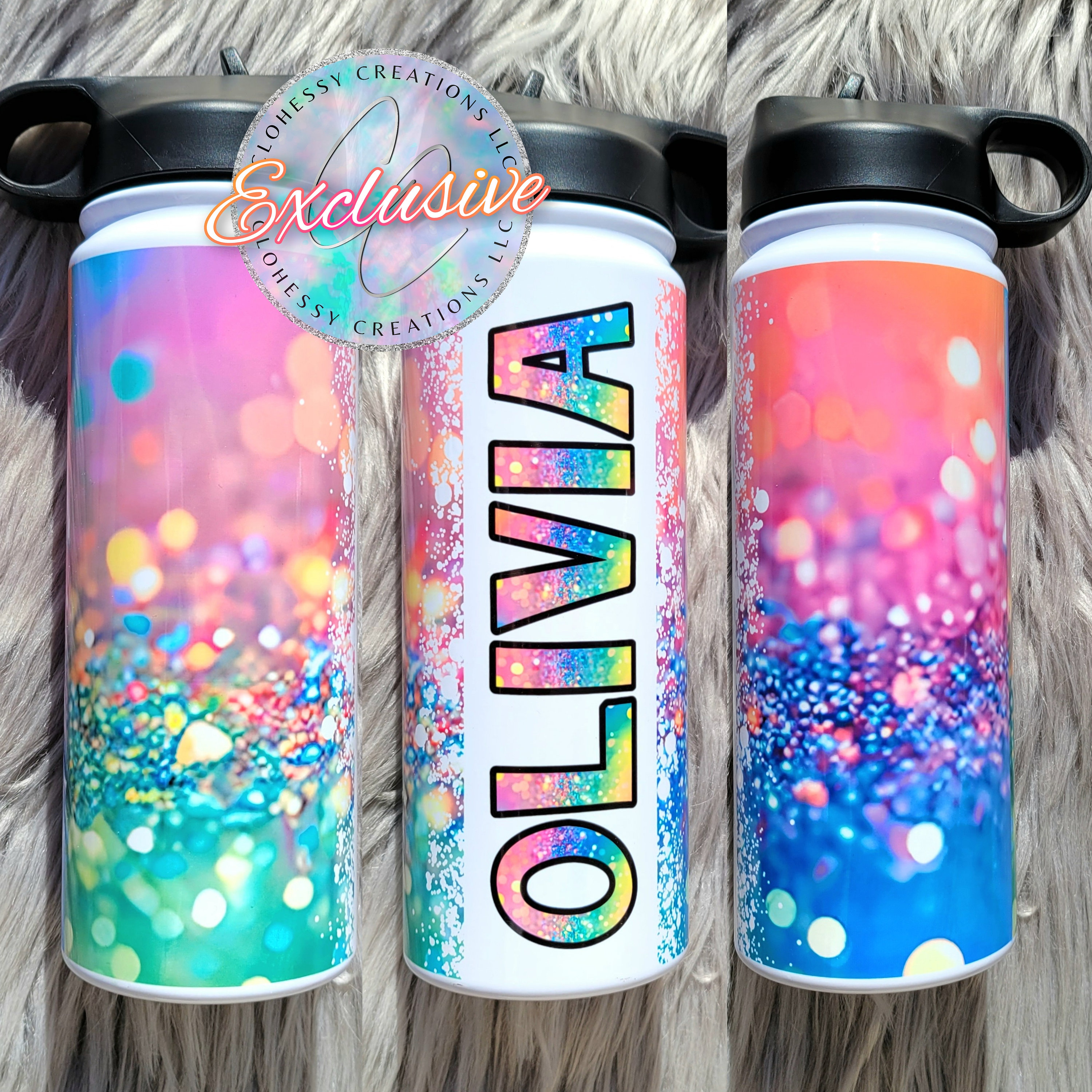 Mod Rainbow Personalized Water Bottle