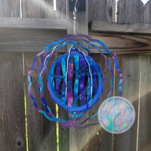 Dragonfly and Flowers Stained Glass 8" Wind Spinner