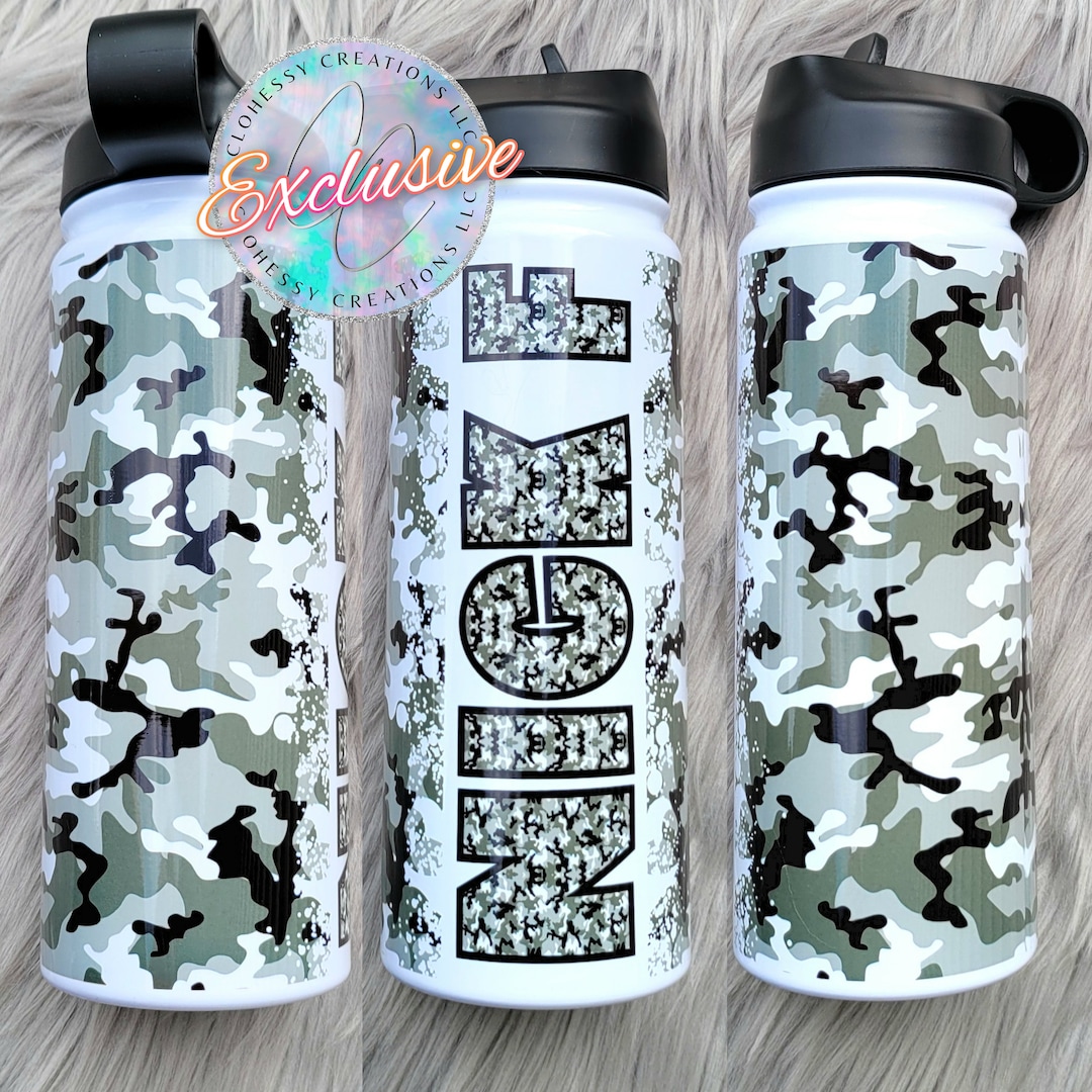 White Camo Water Bottle Custom Camo Cup Camouflage Tumbler Loves to Hunt  Custom Hunting Cup Personalized Camo Hunter Water Bottle 