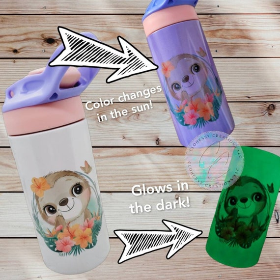 Kids Water Bottle  Flip Top Kids Drinks Bottle, Sloth Design