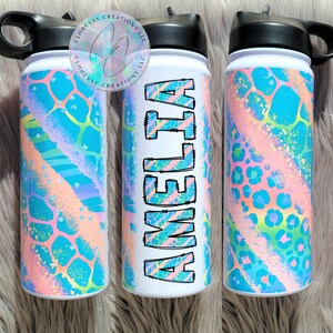 Teal Leopard Print Cup | Custom Leopard Print | Pink Leopard Water Bottle | Animal Print Tumbler | Sparkle Leopard Tumbler | Cheetah Print |